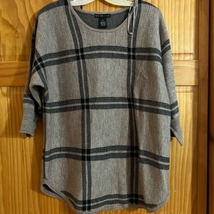 Design History Plaid Tunic in Taupe and Black Windowpane